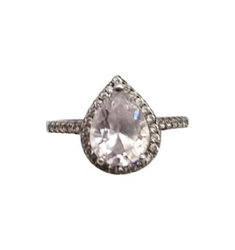 Rhinestone Sterling Silver Cocktail Ring Size 5.25 2.5 G