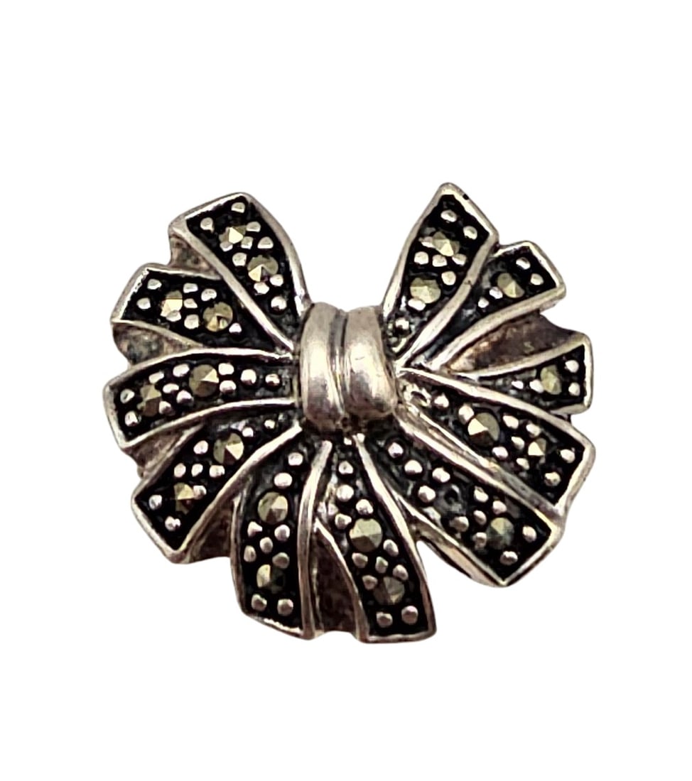 Marcasite Sterling Silver Cocktail Ring Size 5.5 6.7 G (1 of 3)