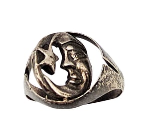 Sterling Silver Moon Star Spinner Ring Size 8 6 G