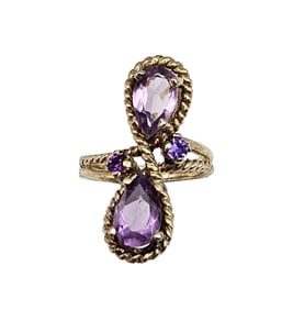 Amethyst Gold Over Sterling Silver Cocktail Ring Size 4.5 4.3 G