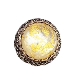 Quartz Marcasite 14K Gold Sterling Silver Statement Ring Size 6.5 20 G