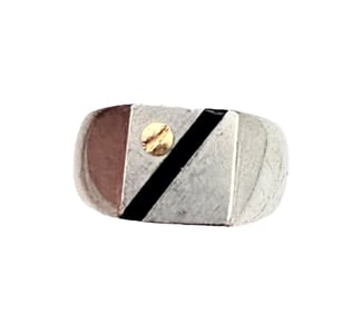 S. Steel 14K Gold Onyx Ring Size 9.75 11.7 G