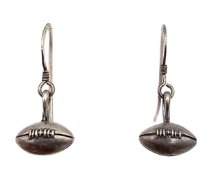 Sterling Silver Football Drop Dangle Earrings 4.9 G