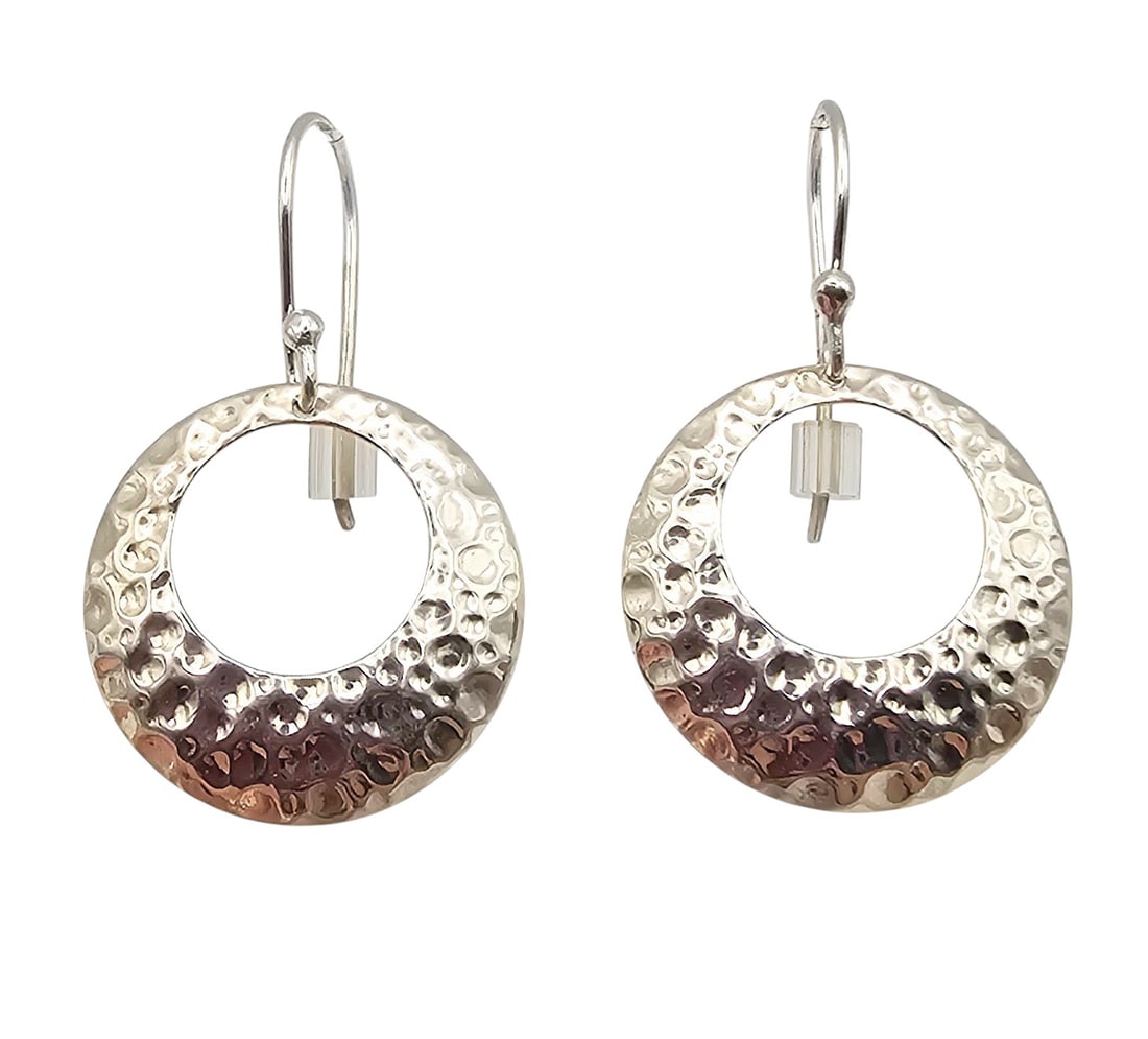 RJ Sterling Silver Circle Drop Dangle Earrings 2.4 G (1 of 3)