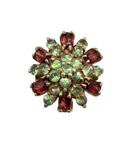 Rhinestone Gold Over Sterling Silver Cocktail Ring Size 7 6.6 G