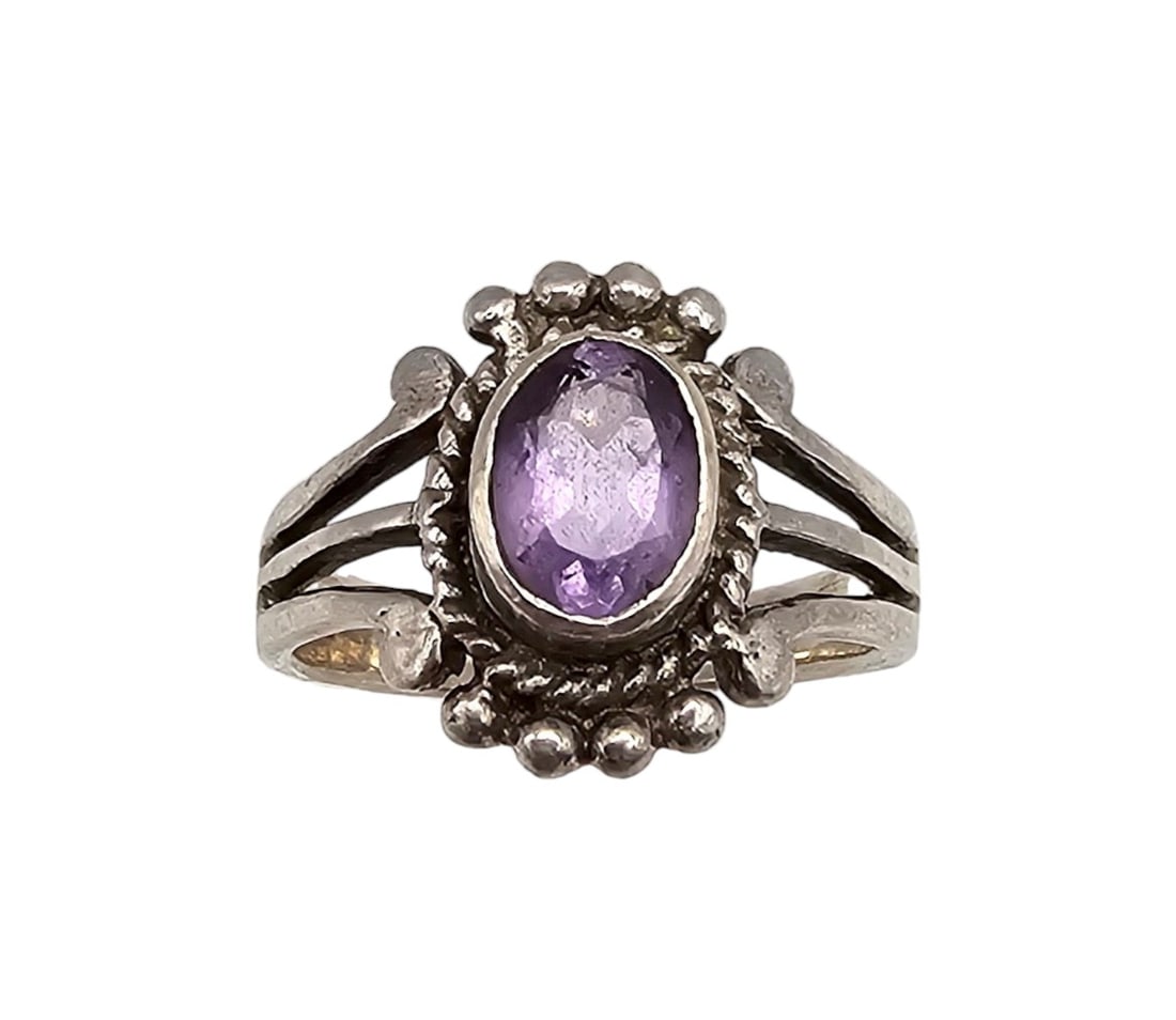 Amethyst Sterling Silver Cocktail Ring Size 5.5 3.2 G (1 of 3)