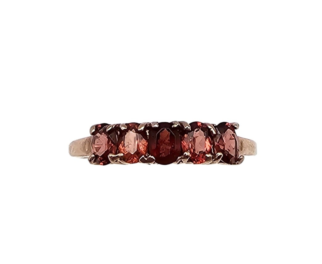 Garnet Gold Over Sterling Silver Cocktail Ring Size 7.25 1.7 G (1 of 3)