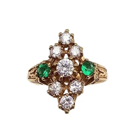 Signed Rhinestone Gold Over Sterling Silver Cocktail Ring Size 5.5 5.5 G