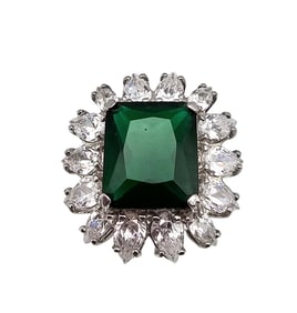 Ross Simons Rhinestone Sterling Silver Cocktail Ring Size 7.5 9.2 G