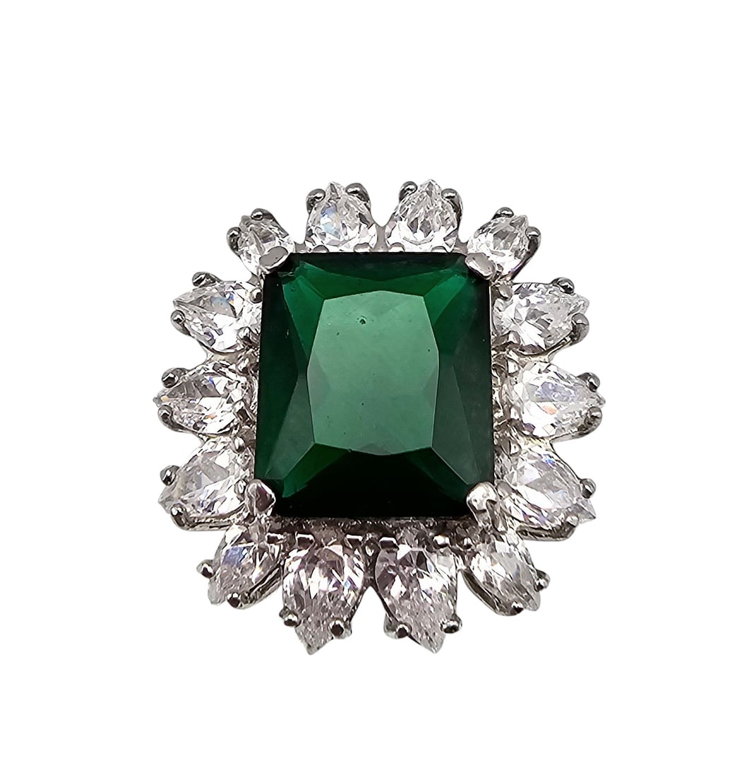 Ross Simons Rhinestone Sterling Silver Cocktail Ring Size 7.5 9.2 G (1 of 3)