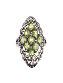 PL Peridot Sterling Silver Cocktail Ring Size 6.75 4.9 G