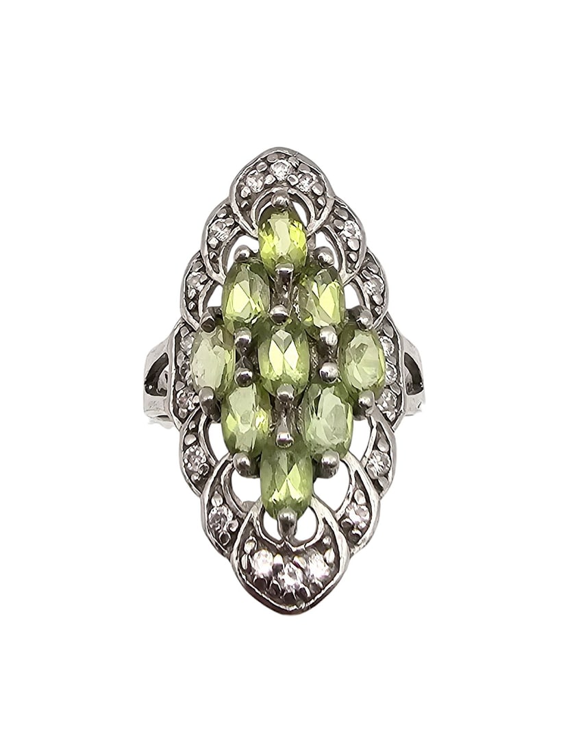 PL Peridot Sterling Silver Cocktail Ring Size 6.75 4.9 G: PL Peridot Sterling Silver Cocktail Ring Size 6.75 4.9 G