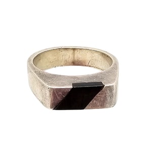 Onyx Sterling Silver Ring Size 6.75 5 G