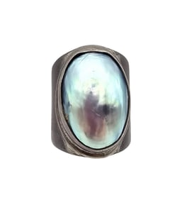 JJtE Pearl? Sterling Silver Ring Size 6.5 16 G