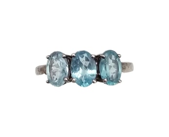 Topaz Sterling Silver Cocktail Ring Size 6 2.1 G