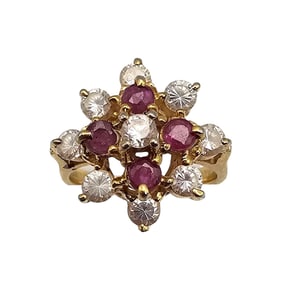 Ruby Gold Over Sterling Silver Cocktail Ring Size 5.75 4 G