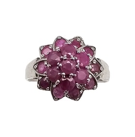 Ruby Sterling Silver Cocktail Ring Size 7 3.9 G
