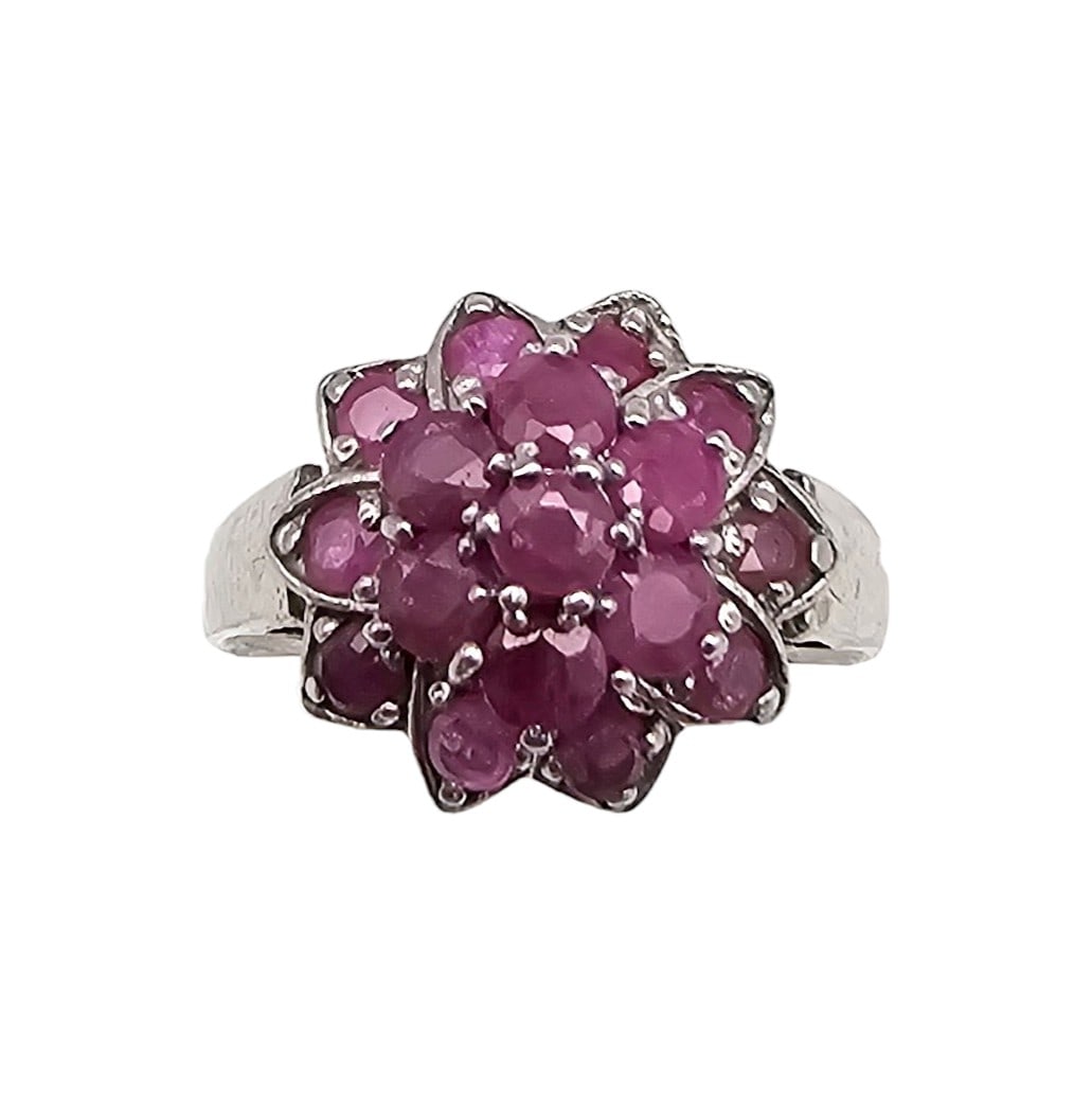 Ruby Sterling Silver Cocktail Ring Size 7 3.9 G (1 of 3)