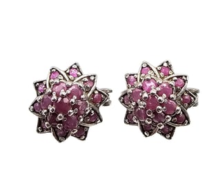 Ruby Sterling Silver Earrings 5.6 G