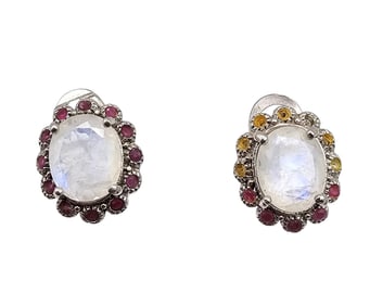 Moonstone Sterling Silver Earrings 7.1 G