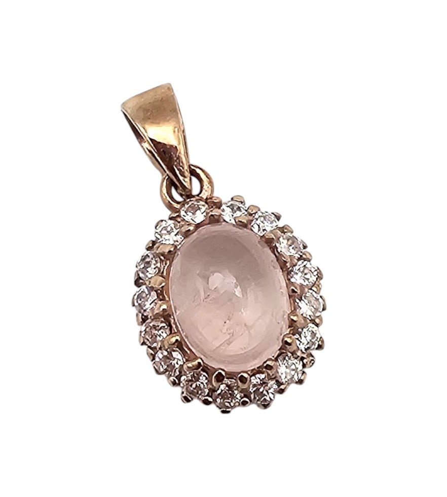 Rose Quartz Gold Over Sterling Silver Pendant 1.9 G: Rose Quartz Gold Over Sterling Silver Pendant 1.9 G