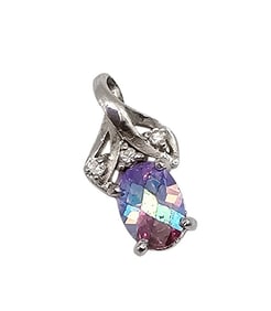 HAN Iridescent Rhinestone Sterling Silver Pendant 1.5 G