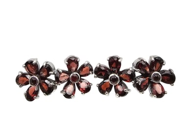 Rhinestone Sterling Silver Earrings 10.6 G