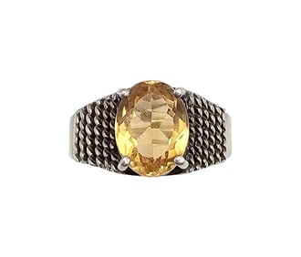 CCO Citrine Sterling Silver Cocktail Ring Size 7.5 4.1 G