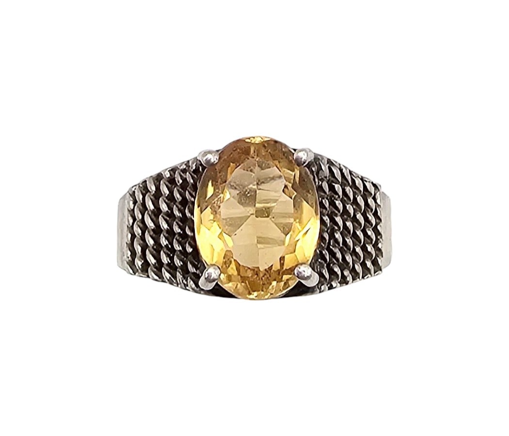 CCO Citrine Sterling Silver Cocktail Ring Size 7.5 4.1 G (1 of 3)