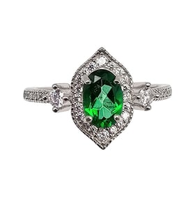 Green Topaz Sterling Silver Cocktail Ring Size 7.5 2.4 G