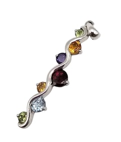 Multi Gemstone Sterling Silver Pendant 2.8 G