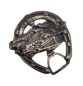 Sterling Silver Artisan Horses Horse Shoe Brooch 26.4 G