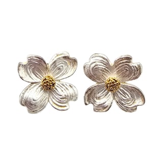 M Sterling Silver Dogwood Flower Earrings 2.2 G
