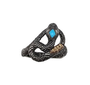QTT Turquoise Gold Over Sterling Silver Snake Ring Size 8 5.9 G