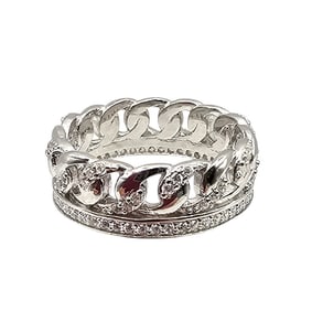 Rhinestone Sterling Silver Cocktail Ring Size 6.25 4.9 G