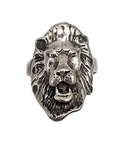 Signed Sterling Silver Lion Head Ring Size 10.75 6.5 G