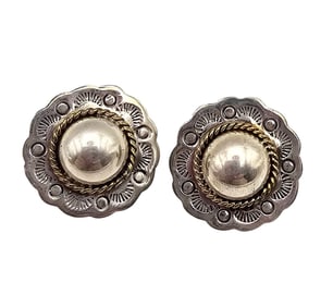 Southwestern Sterling Silver Stamped Two-Tone Earrings 12.2 G