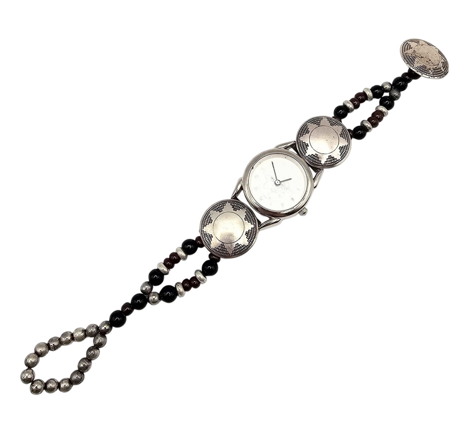 Southwestern Jasper Onyx Sterling Silver Stamped Toggle Watch 23.8 G: Southwestern Jasper Onyx Sterling Silver Stamped Toggle Watch 23.8 G