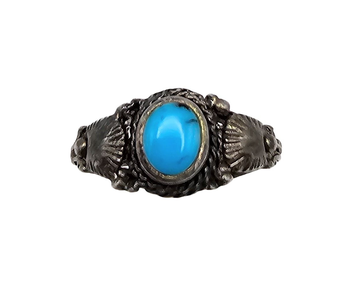 Signed Turquoise Sterling Silver Ring Size 6.75 2.7 G (1 of 3)