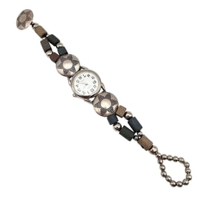 Southwestern Stone Sterling Silver Toggle Watch 27.6 G