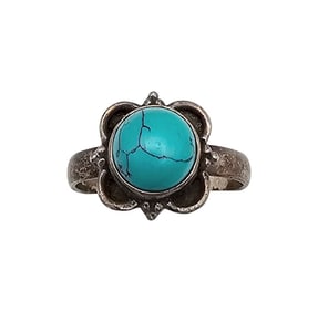 Southwestern Turquoise Sterling Silver Ring Size 5.75 4.1 G