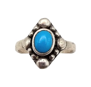 Southwestern Turquoise Sterling Silver Ring Size 8 3.9 G