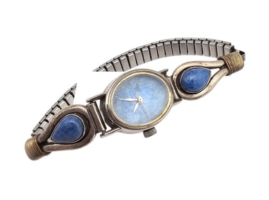 Southwestern Lapis Sterling Silver Watch 20.9 G