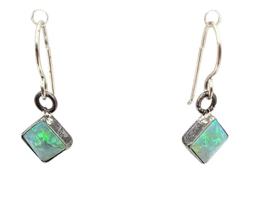 Opal Sterling Silver Drop Dangle Earrings 1.1 G