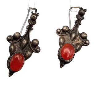 Carnelian Sterling Silver Drop Dangle Earrings 6.8 G