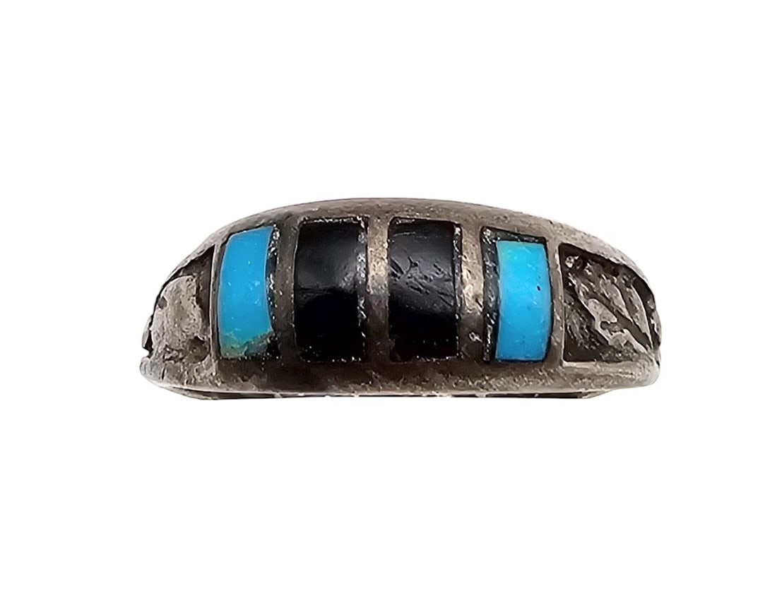 Southwestern Onyx Turquoise Sterling Silver Ring Size 12.5 5.4 G: Southwestern Turquoise Onyx Sterling Silver Ring Size 12.5 5.4 G