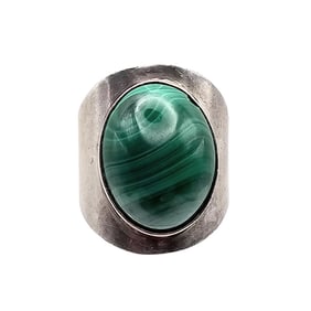 Southwestern Malachite Sterling Silver Ring Size 10.75 15.7 G