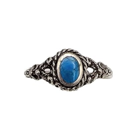 Southwestern Turquoise Sterling Silver Ring Size 5.5 1.6 G