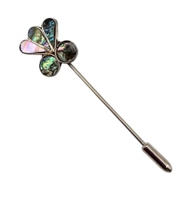Southwestern Abalone Sterling Silver Lapel Pin 1.3 G