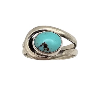 Southwestern Turquoise Sterling Silver Ring Size 7 3.6 G